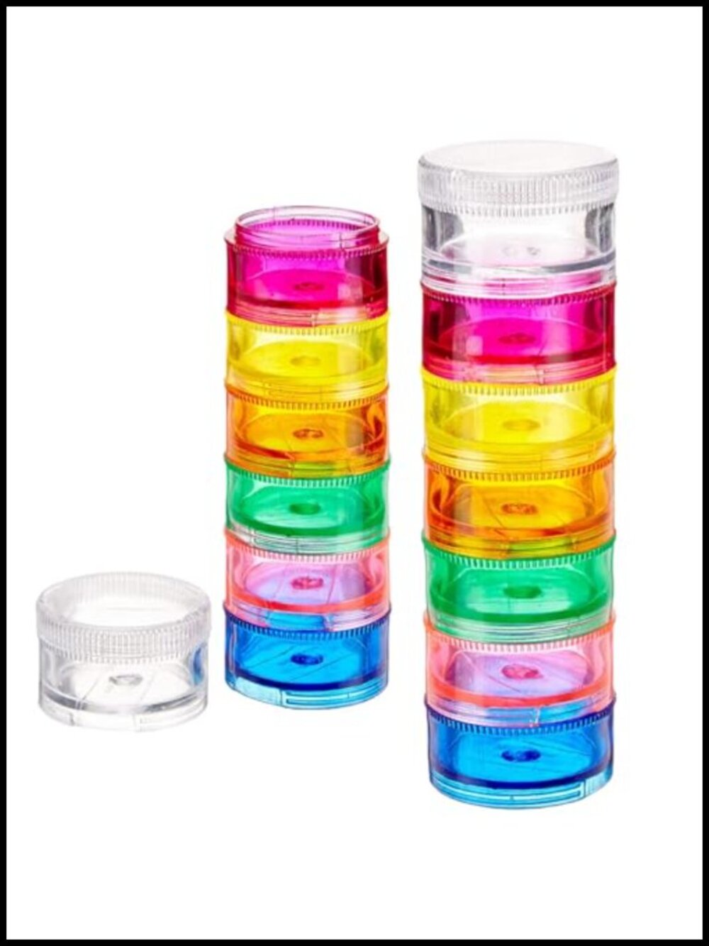 Stackable 7 Day Pill Organizer Twist Lock Travel Medicine Case